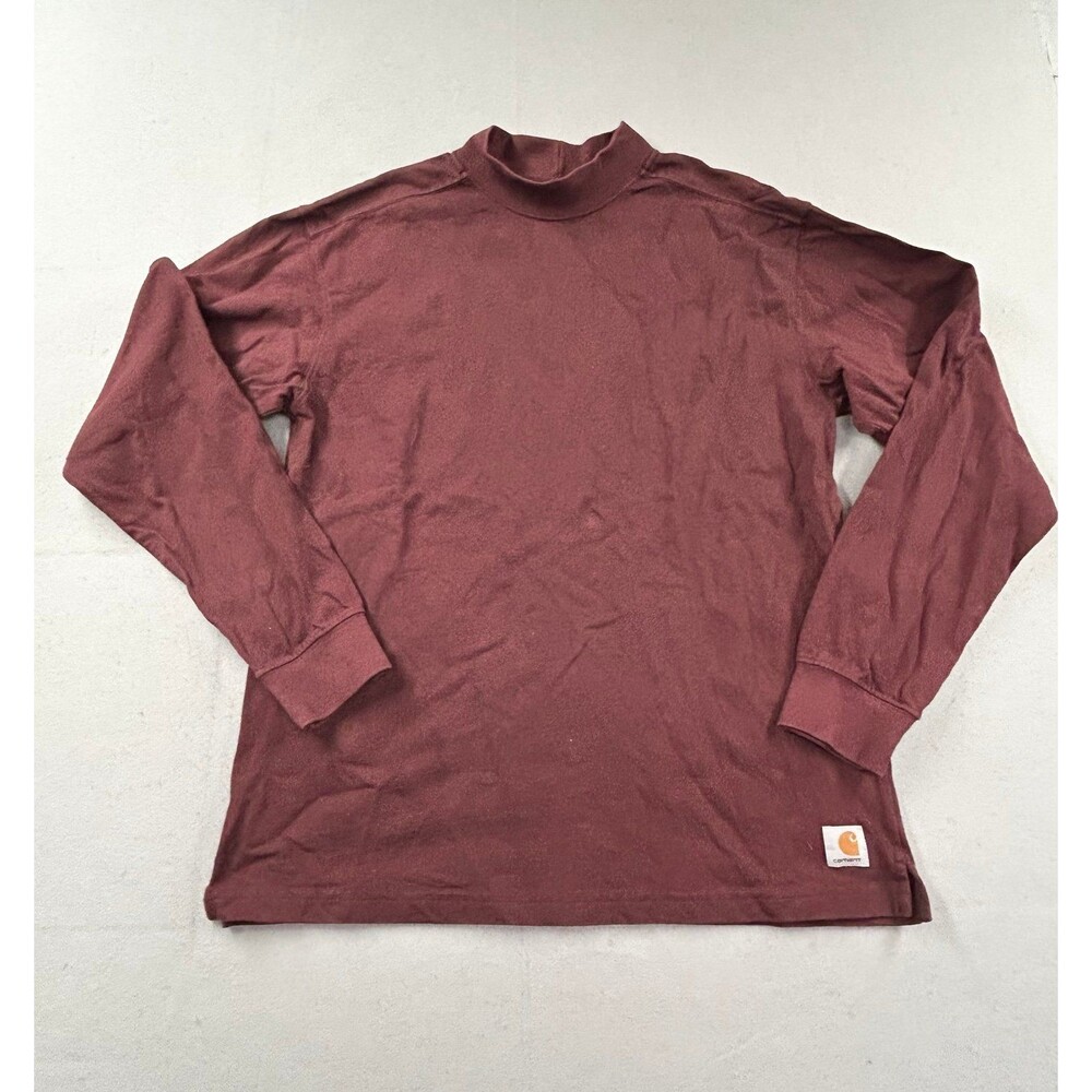 Vintage Y2K Carhartt Long Sleeve Shirt Mock Neck Mens Large Red Thick K203
